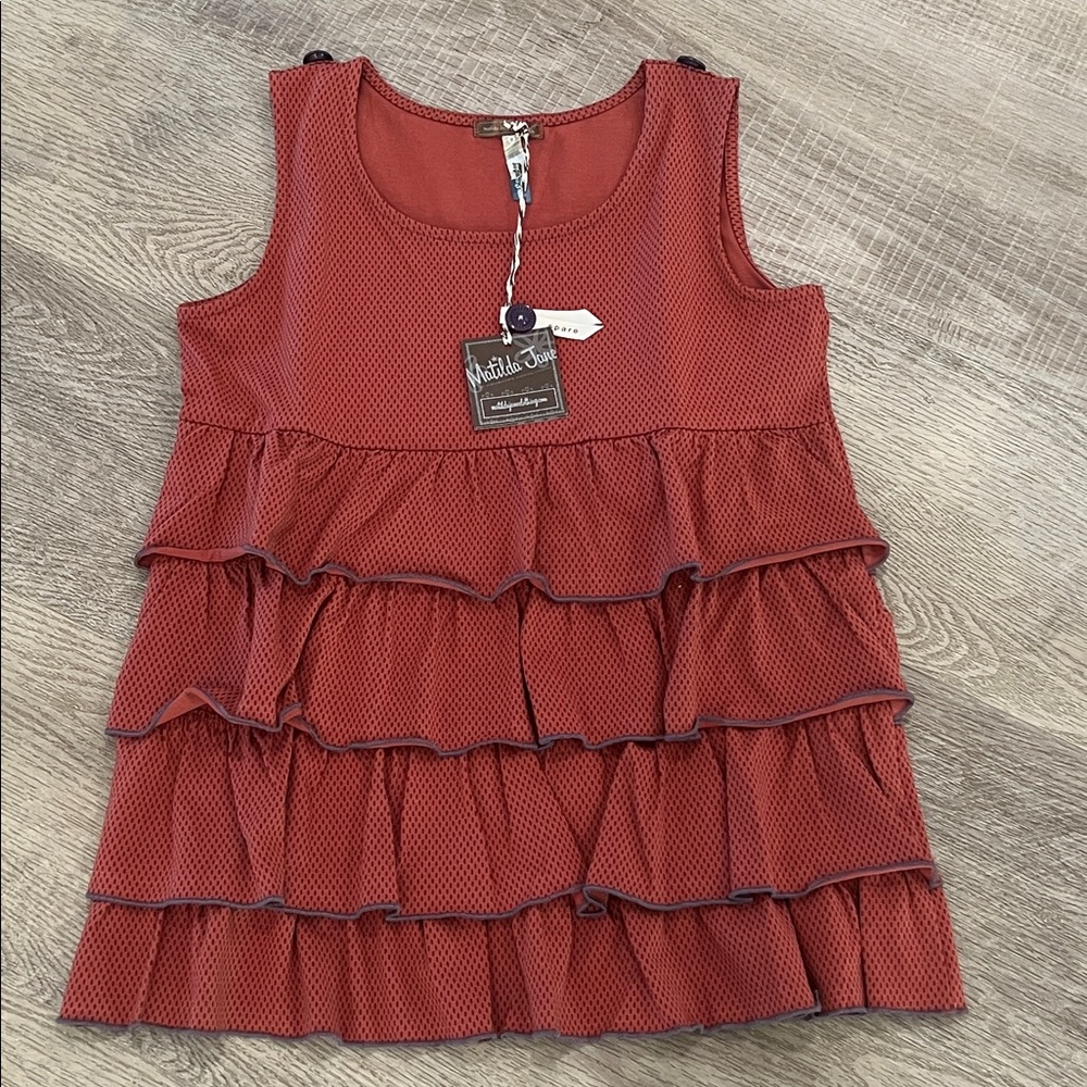 NWT Matilda Jane You And Me Fall Lizzy Ruffled Tier Top in Garnet | Rust | 10